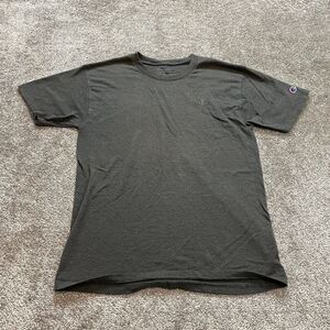 Champion Shirt Mens Medium Gray Short Sleeve Cotton Logo Basic Gym Adult Tee